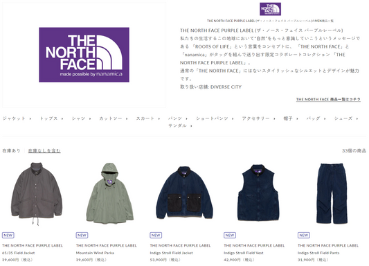 THE NORTH FACE PURPLE LABEL 新入荷