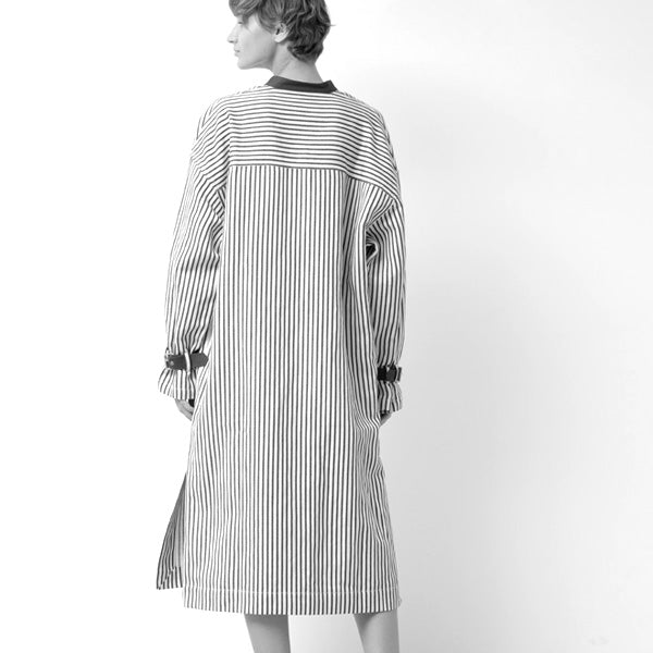 cotton linen stripe pullover shirt dress