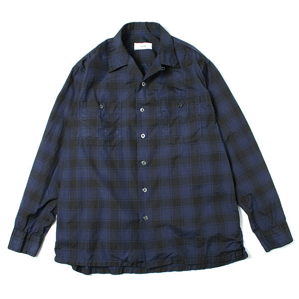 OPEN COLLAR SHIRTS L/S CHECK POPLIN