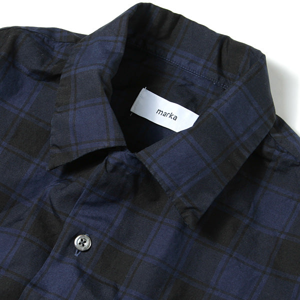 OPEN COLLAR SHIRTS L/S CHECK POPLIN