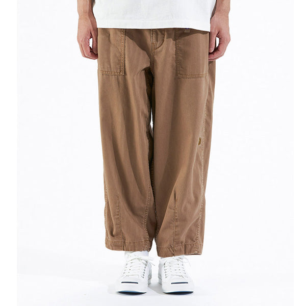 Herringbone Twill Wide Cropped Pants