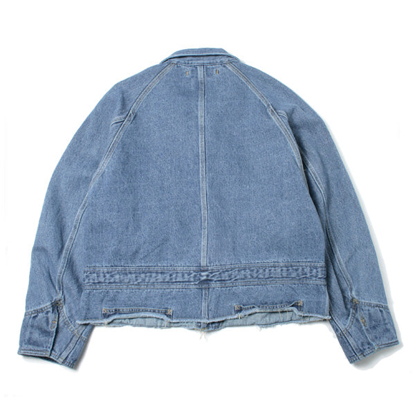 SILK DENIM BLOUSON CUT OFF JUMPSUIT