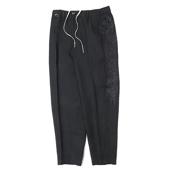 CHAOS EMBROIDERY LINEN TAPERED TROUSERS