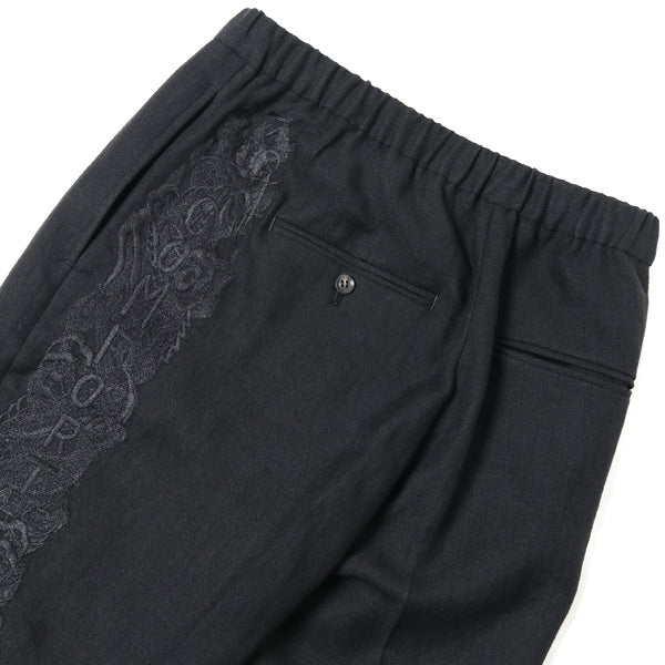 CHAOS EMBROIDERY LINEN TAPERED TROUSERS