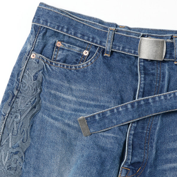 CHAOS EMBROIDERY HEMP DENIM PANTS