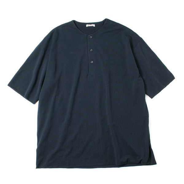 HIGH GAUGE PIQUE DOUBLE CLOTH HENLEY NECK