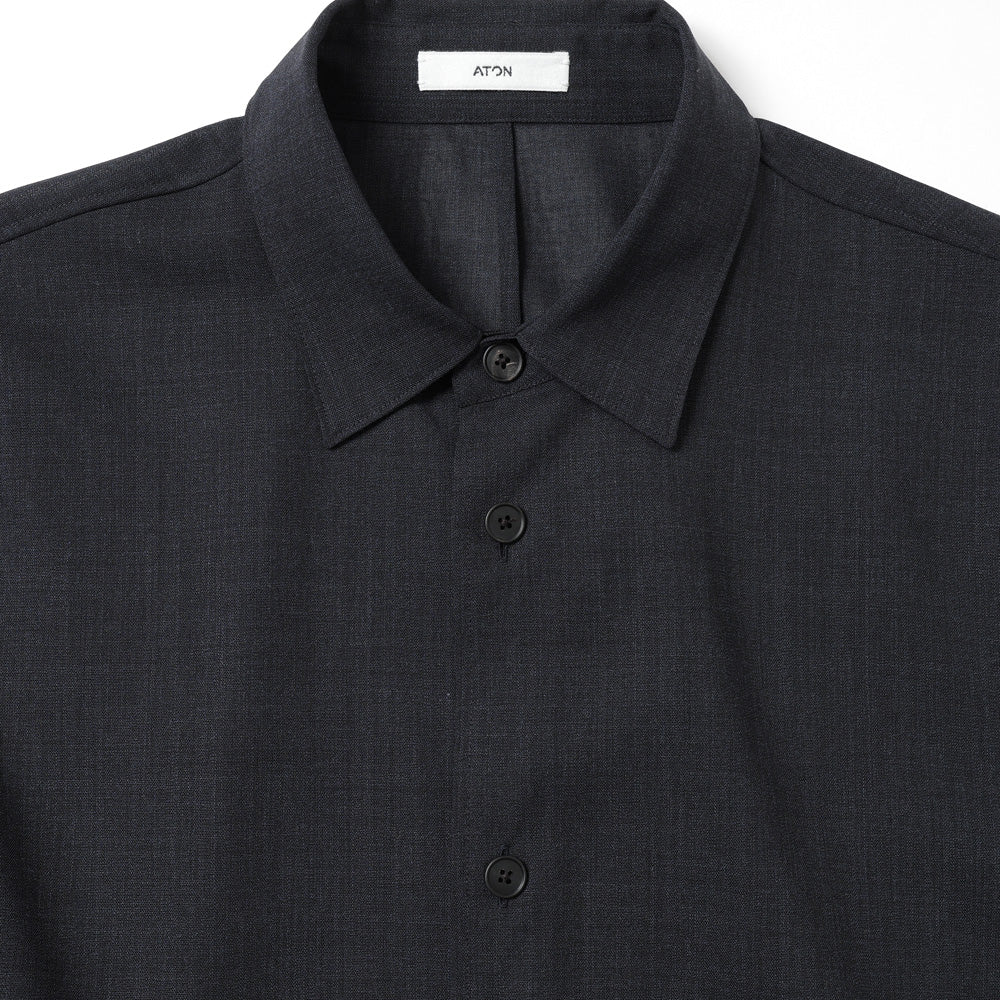ATON) TWIST WOOL GAUZE LOOSE FIT SHIRT (BLAGLM0300) | ATON