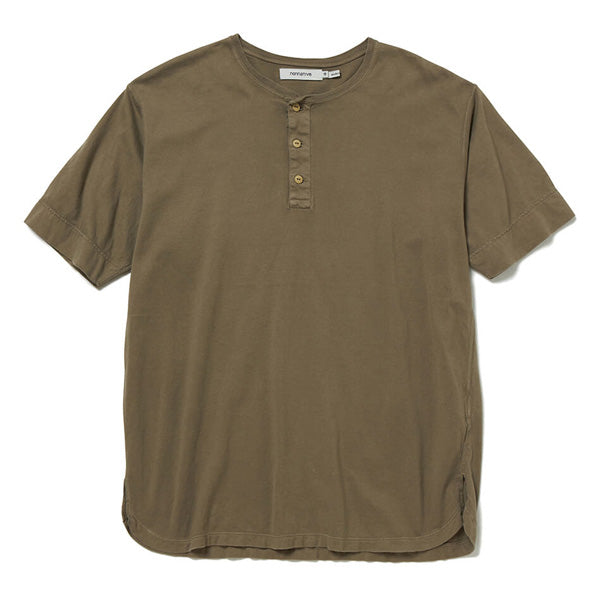 DWELLER HENLEY NECK S/S TEE COTTON JERSEY OVERDYED