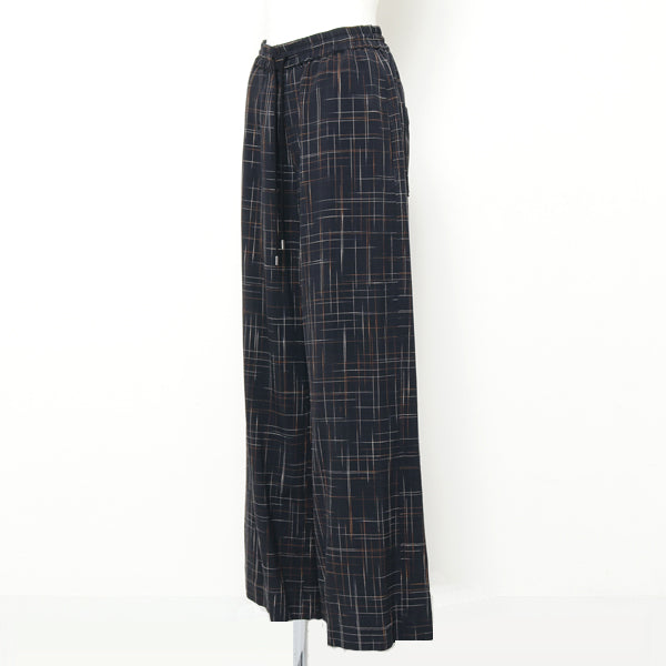 SLUB RAYON AND COTTON WIDE LEG TROUSERS