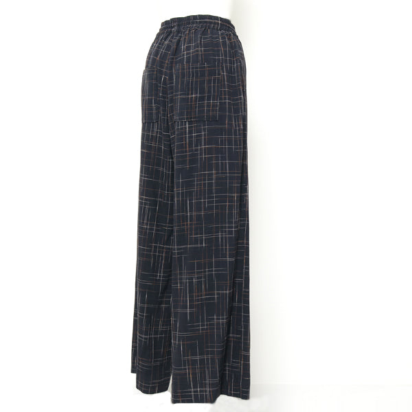 SLUB RAYON AND COTTON WIDE LEG TROUSERS