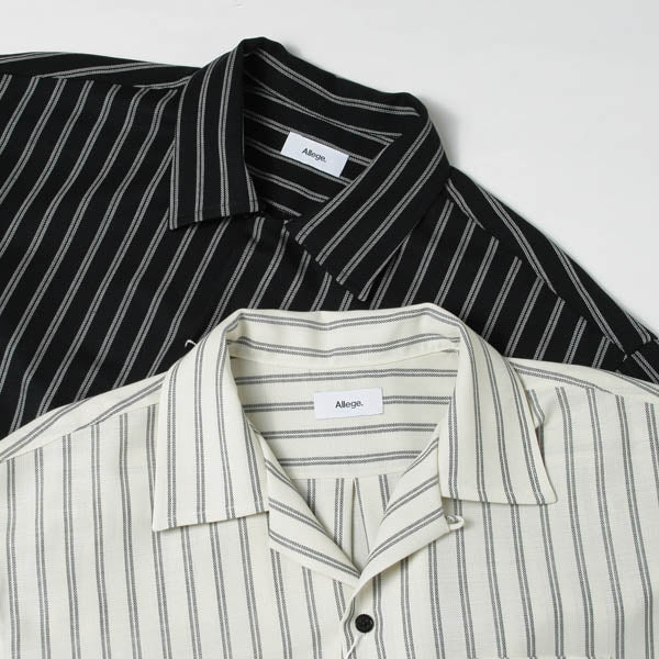 Stripe open collar shirt