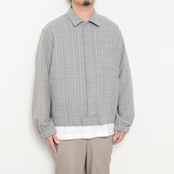 HARD TWIST WOOL DOUBLE FACE CHECK BLOUZON