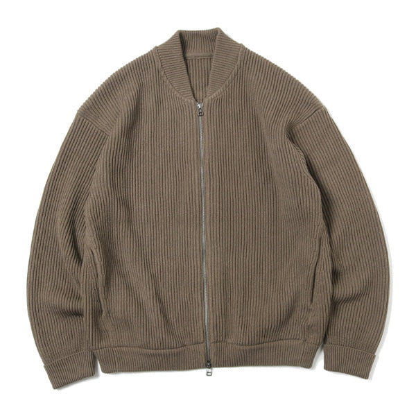 rib stitch zip cardigan