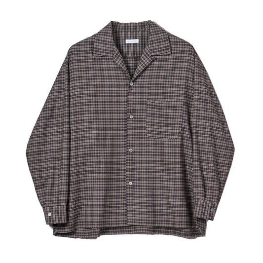 Wool Plaid Open Collar Shirt