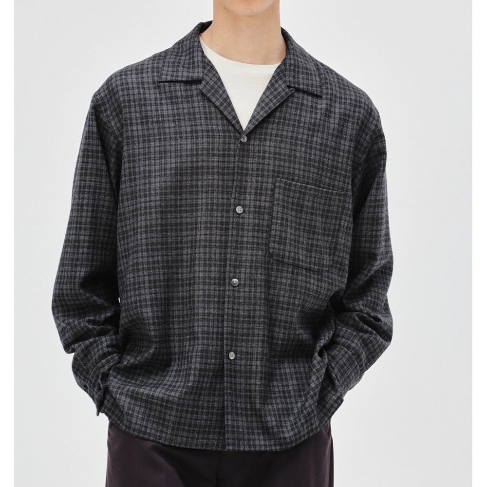 Wool Plaid Open Collar Shirt Presale 8/7