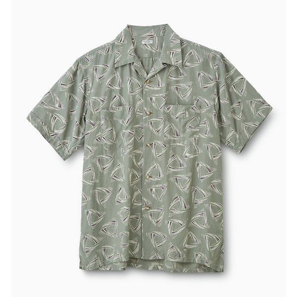 DELTA PATTERN OPEN COLLAR S/S SHIRT