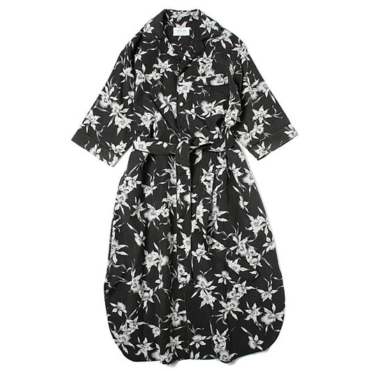 cattleya rayon print long shirt dress