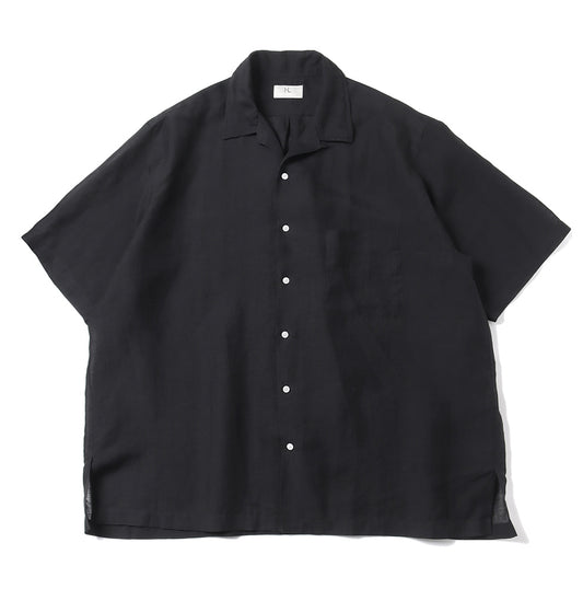 Linen ramie open collar