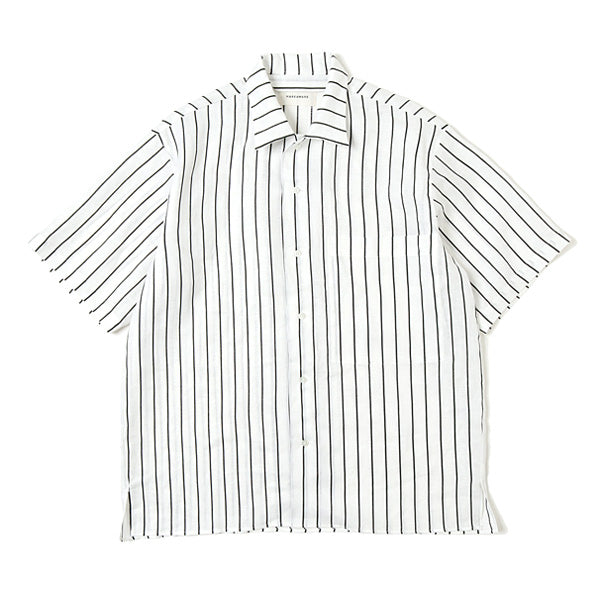 OPEN COLLAR SHIRTS ORGANIC LINEN PRINTED STRIPE