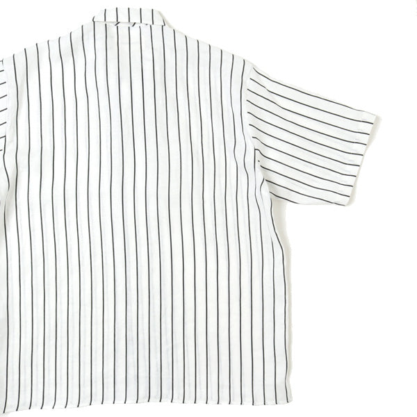 OPEN COLLAR SHIRTS ORGANIC LINEN PRINTED STRIPE