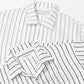 OPEN COLLAR SHIRTS ORGANIC LINEN PRINTED STRIPE