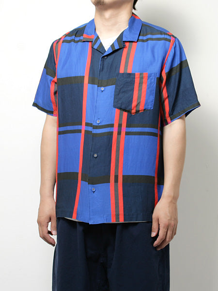 LARGE CHECK PRINTED OPEN COLLAR SHIRT