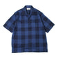 PERMANENT OPEN COLLAR SHIRTS S/S LINEN BLOCK CHECK