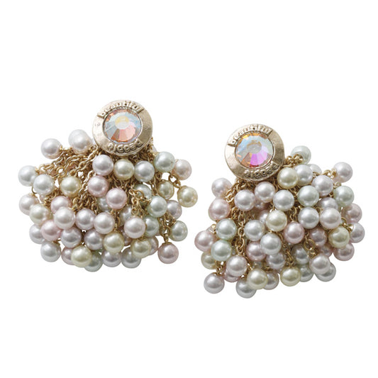 color pearl pierced earrings