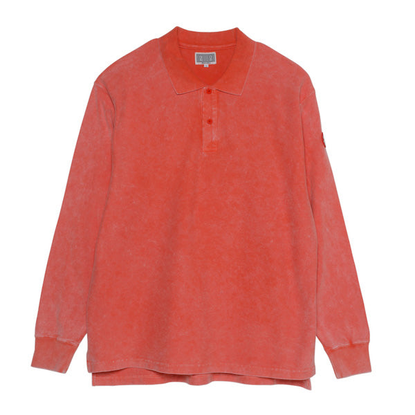 BLEACHD RIB LONG SLEEVE POLO SHIRT