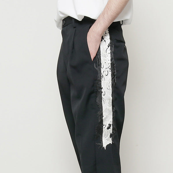 LINED CHAOS EMBROIDERY WIDE TAPERED TROUSERS