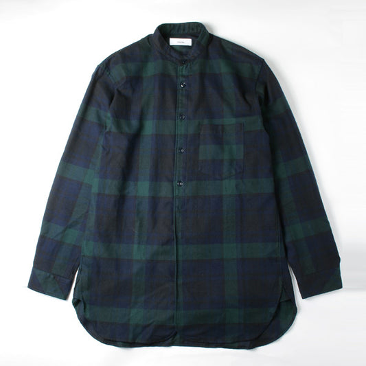 BAND COLLAR SHIRTS COTTON CHECK FLANNEL