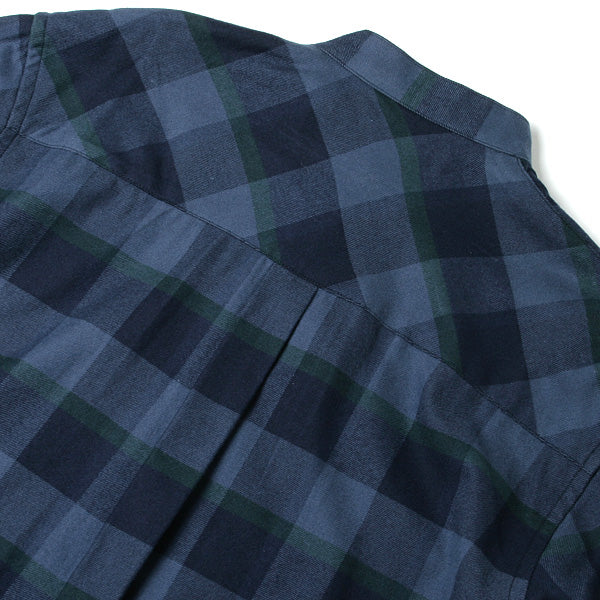 BAND COLLAR SHIRTS COTTON CHECK FLANNEL