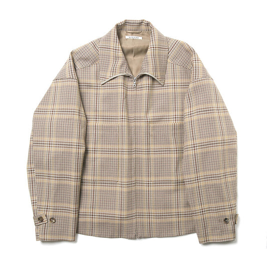 WOOL SERGE CHECK ZIP-UP BLOUSON