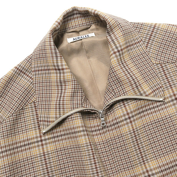 WOOL SERGE CHECK ZIP-UP BLOUSON