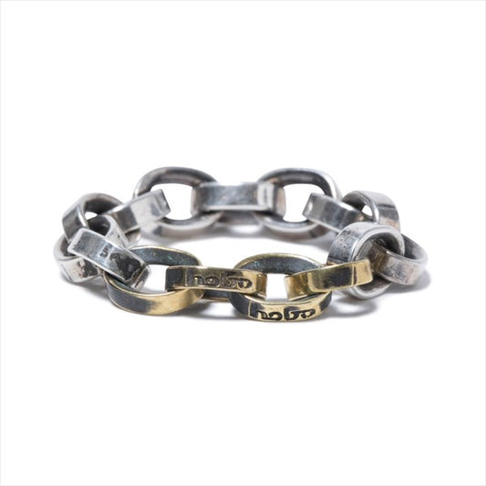 925 Silver Chain Ring with Brass