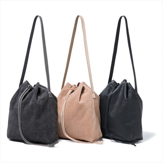 Cow Leather Drawstring Shoulder Bag