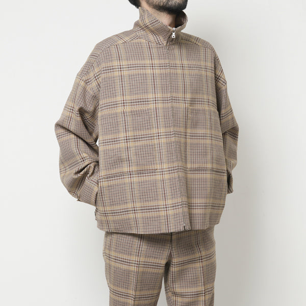 WOOL SERGE CHECK ZIP-UP BLOUSON