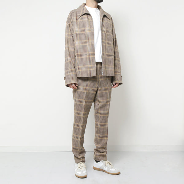 WOOL SERGE CHECK ZIP-UP BLOUSON