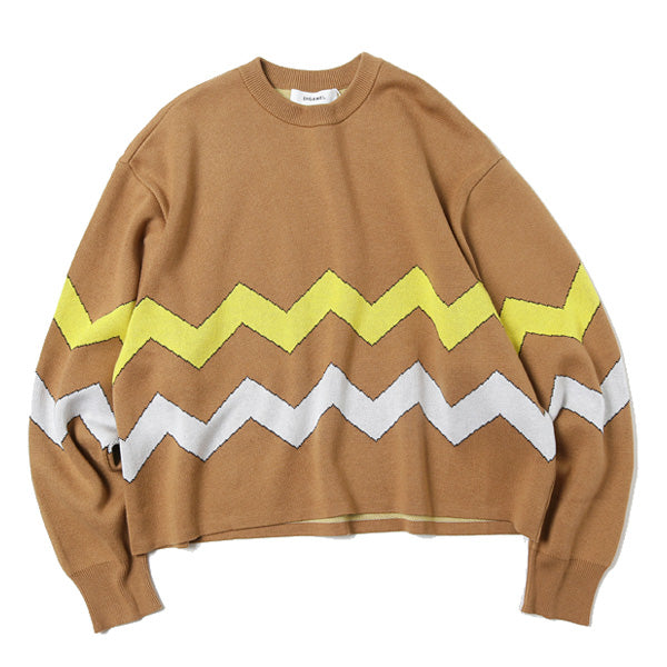 BORDER KNIT&SEWN SWEATER