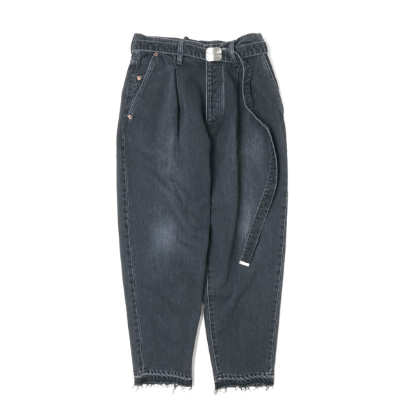 CASHMERE DENIM WIDE TAPERED TROUSERS