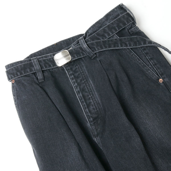 CASHMERE DENIM WIDE TAPERED TROUSERS