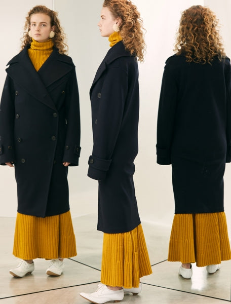 diagonal melton conv ex shaped pea coat