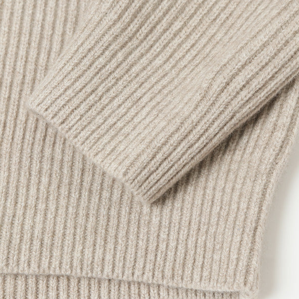 CASHMERE WOOL RIB KNIT BIG P/O