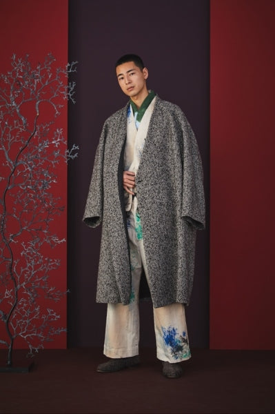 TWEED ORIENTAL WRAP COAT