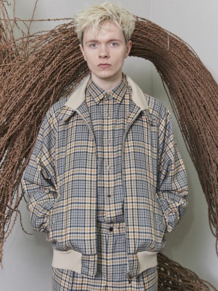 FIELDSMAN SHORT JACKET ORGANIC WOOL CHECK SERGE