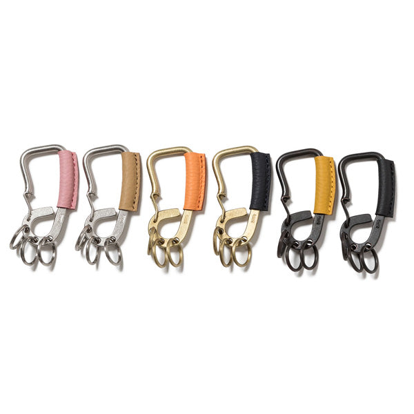 Brass Carabiner Key Ring with Shrink Leather