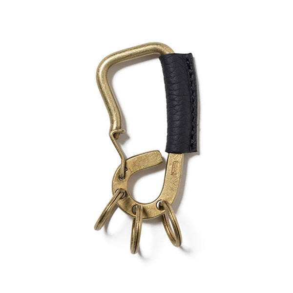 Brass Carabiner Key Ring with Shrink Leather