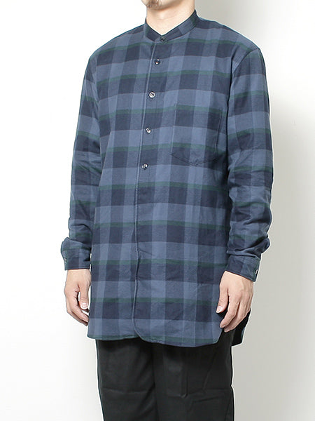 BAND COLLAR SHIRTS COTTON CHECK FLANNEL