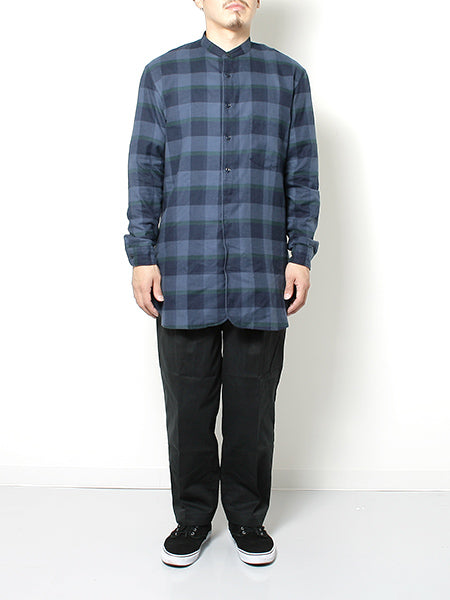 BAND COLLAR SHIRTS COTTON CHECK FLANNEL