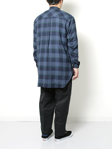 BAND COLLAR SHIRTS COTTON CHECK FLANNEL